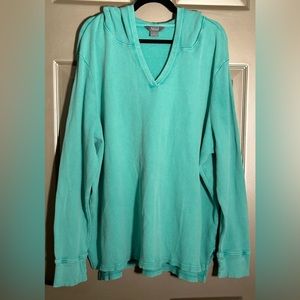 Natural Reflections Women’s V-Neck Hooded Waffle Knit Long Sleeve Shirt Sz 2X